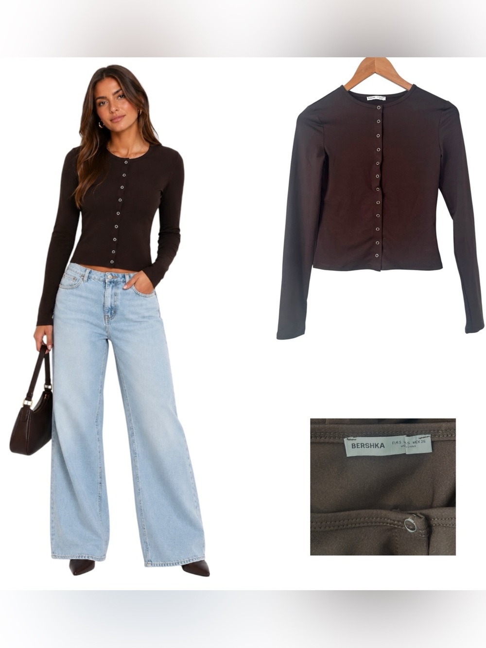 Bershka Dark Brown Lightweight Cardigan